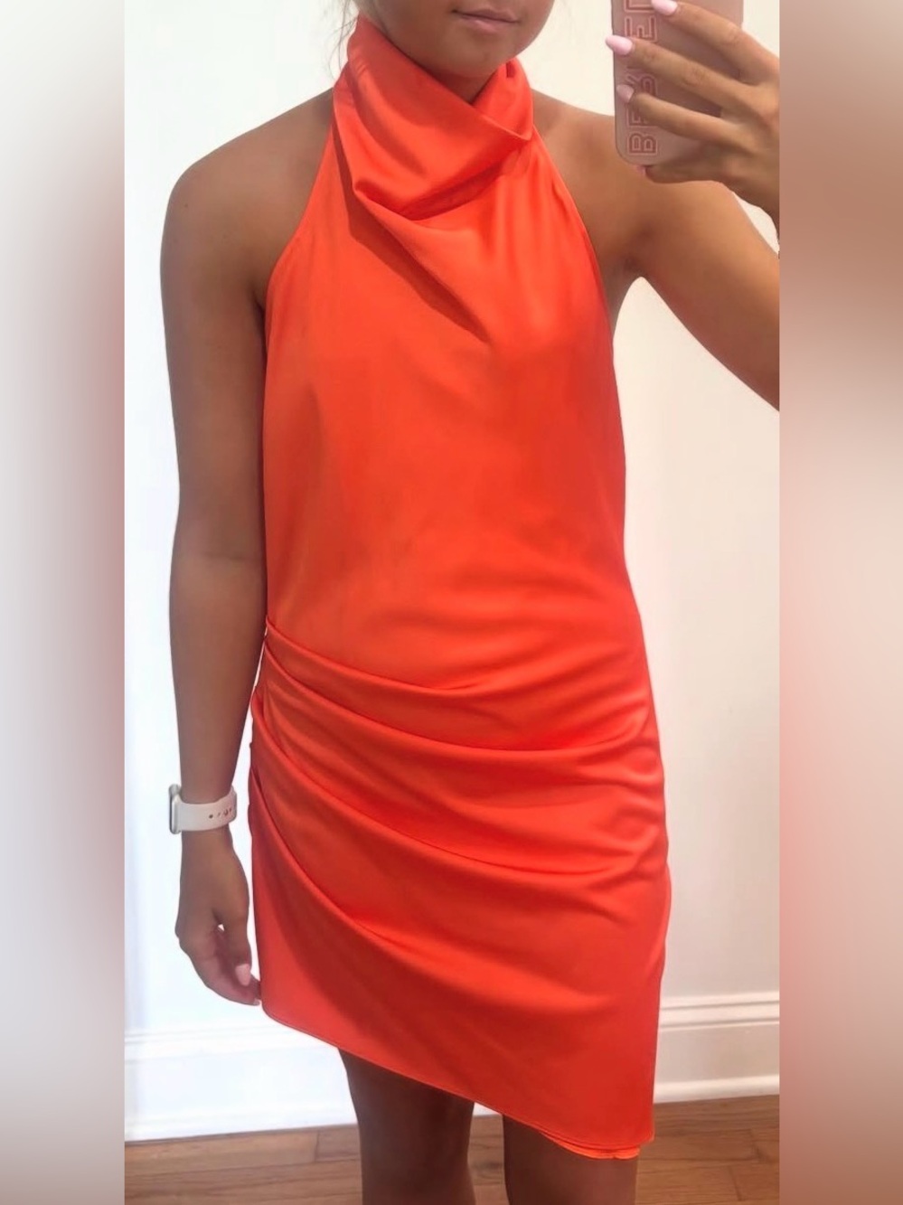 Gianni Bini Bold Orange Backless Halter Mini Dress